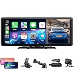 CGSGDK 10.26 Ecran Carplay Voiture avec Carplay sans Fil Android Auto, Caméra de Recul 1080P, Autoradio Portable Mirrorlink/Bluetooth/GPS/Siri/Google/AUX/FM, Adapté à Plusieurs Véhicules