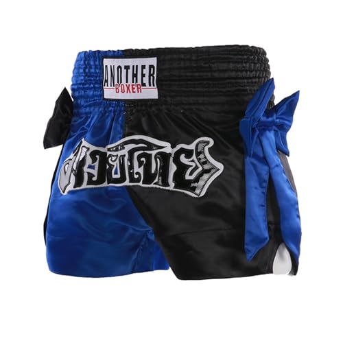 LDOZ Pantaloncini da Allenamento per Arti Marziali MMA, Muay Thai, Boxe, Combattimento, BJJ, con Coulisse per Uomo e Donna(Blue,S)