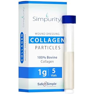 Simpurity Powdered Collagen Wound Dressing - 1g Vials - 5 Count - Medical Grade Bovine Collagen Powder for Wounds, Non-Adherent Collagen Dressing Powder for Chronic and Acute Wound Care