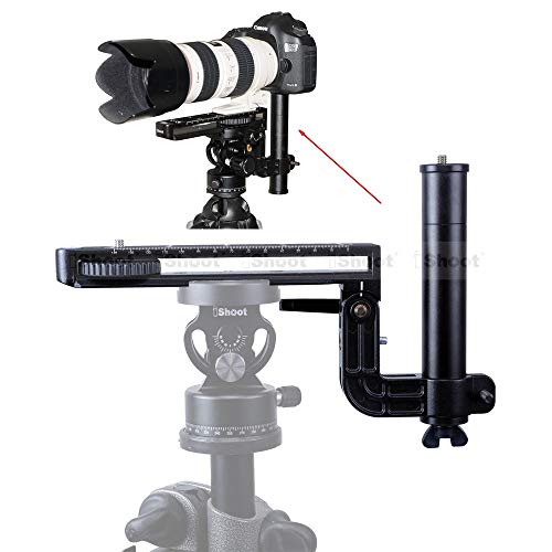 iShoot Foldable Telephoto Lens Bracket, All-metal Long-Focus Lens Support, Camera Lens Holder with 20cm Quick Release Plate for Arca-Swiss Fit Tripod Ball Head