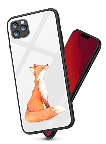 Alsoar Case ersatz für iPhone 11 Hülle Original Handyhülle Durchsichtig Antikratz Schutzhülle,Weiß Gehärtetem Glas Rückseite mit Soft Silikon Rahmen Tier Süß Shell für iPhone 11 (Gelber Fuchs) Cover
