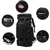 Kabxhueo Groß Rucksack 60L-80L Wanderrucksack Wasserdicht für Herren & Damen – Reiserucksack, Notfallrucksack, Trekkingrucksack für Survival, Wandern, Camping, Angel & Reise (Backpacker Rucksack)