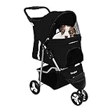 Magshion Premium Quality Pet Cat Dog Stroller Travel Carrier Light Weight (Black)