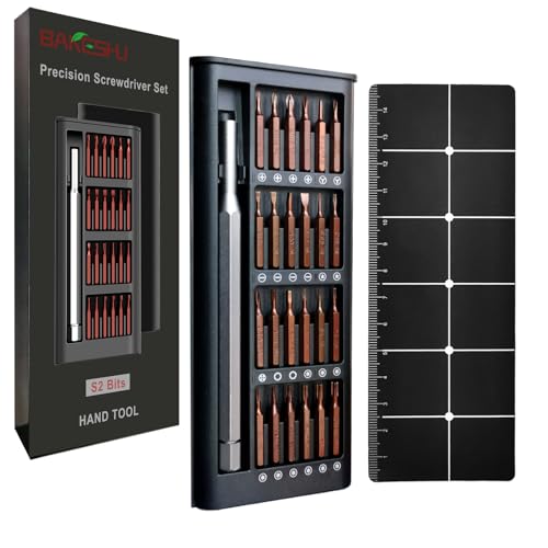 BAKESHU Mini Juego de Destornilladores,Juego de Destornilladores Torx T2 T3 T4 T5 T6 T8 T9 T10 T15,Phillips,Plano,Estrella,P5,etc.Reparación para Laptop, iPhone, Xbox, Gafas, Reloj, etc(26 en 1)