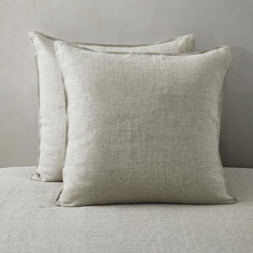 ATLINIA 100% Linen Pillowcases Set of 2, Euro Size 26' x 26' Pillow Case, Linen Pillow Sham