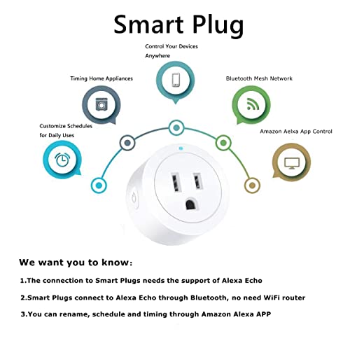 Smart Plug Bluetooth Mesh, Simple Set Up, Amazon Alexa App Remote Control, Etl & Fcc Certified, 4 Pack #TOP5