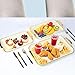 Zufudo 3 Pack Serving Tray with Handles, Stackable Reusable Trays for Serving Food, Plastic Serving Platters for Party, Charcuterie, Fruit, Appetizer, Cream Gold