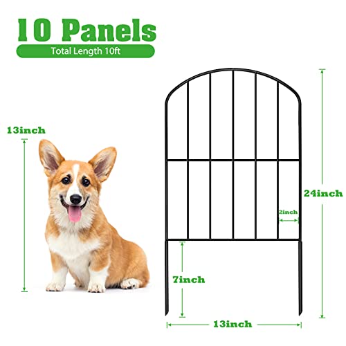 Ousheng Decorative Garden Fence Fencing 10 Panels, 10Ft (L) X 24In (H) Rustproof Metal Wire Border Animal Barrier For Dog, Flower Edging For Yard Landscape Patio Outdoor Decor, Arched #TOP1
