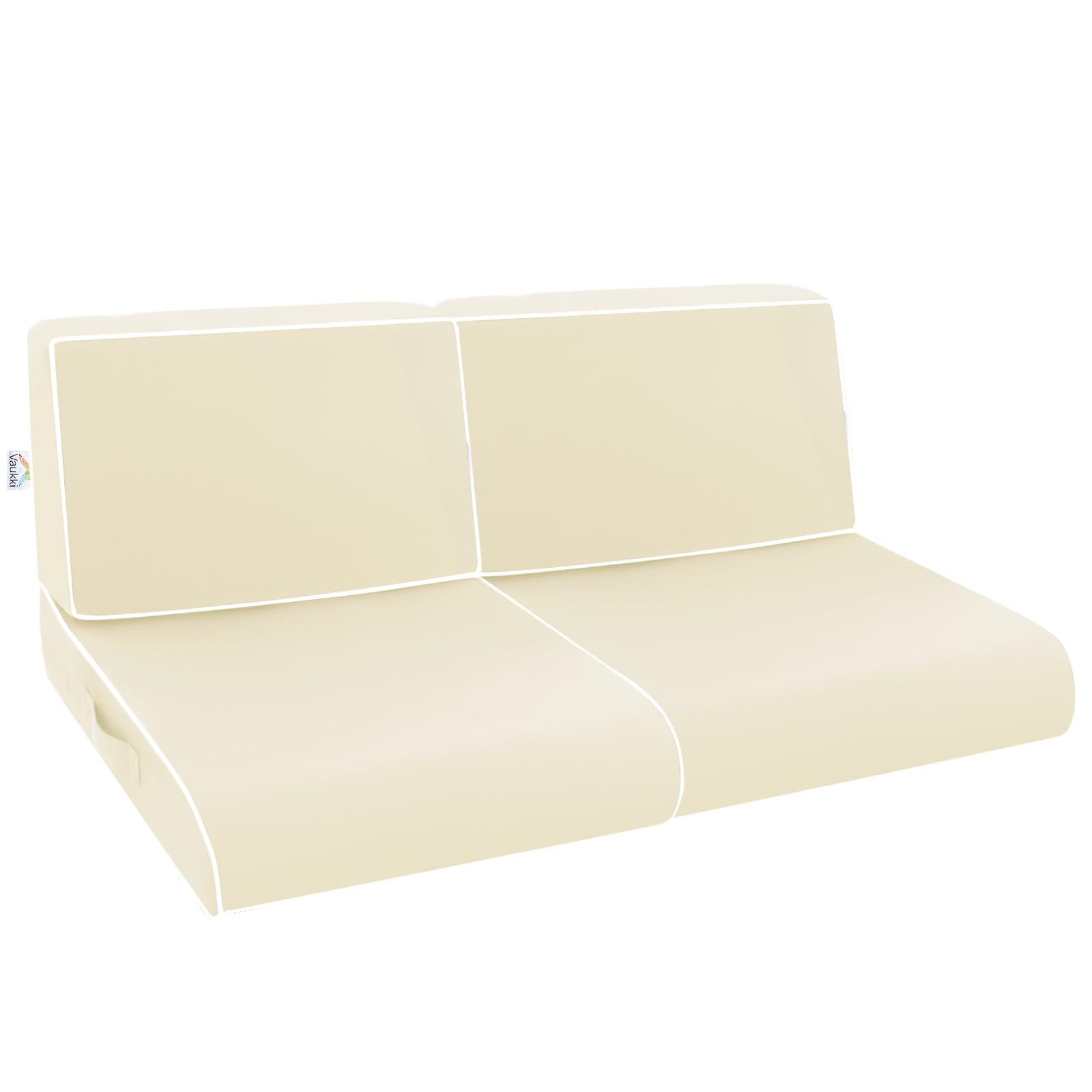 Vaukki Patio Seat Cushion Set, Waterproof Outdoor Furniture Cushion, Deep Seat Bottom and Back Cushion with Handle and Ties Outdoor Chair Pads for Sofa(Beige,24''x24''x4''*2+24''x14''x7''*2)