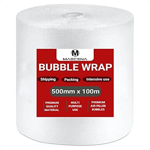 MAECENA Bubble Wrap For Moving House Bubble Wrap Roll 500mm x 100m Roll of Bubble Wrap for Moving Houses , Easy Packing, Office and Industrial Use Cover