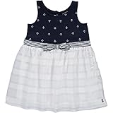 Nautica Girls' Printed Anchor Tank with Sheer Stripe Skirt and Ribbon At Waist