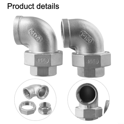 Codo de acero inoxidable 304 de 1 pulgada BSP con rosca hembra de 90 grados 8
