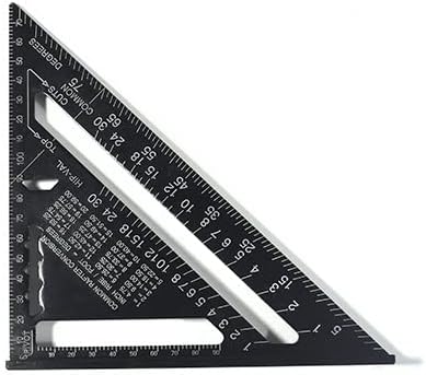 Alfresco 7inch Speed Square, 7" Carpentry Square of Carpenters Tools, Triangle Square Triangular Ruler for Carpentry, Woodworking, Roofing, Framing, Engineering, Tiling (black)