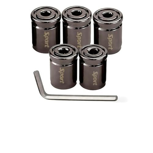 5 Piezas Metal Tapas Válvula de Neumático para Coche, Tapones Válvula Antirrobo Universales para Automóvil, SUV, Camiones, Motocicletas, Tapas Válvulas de Aire con Anillo de Sellado y Llave Incluida