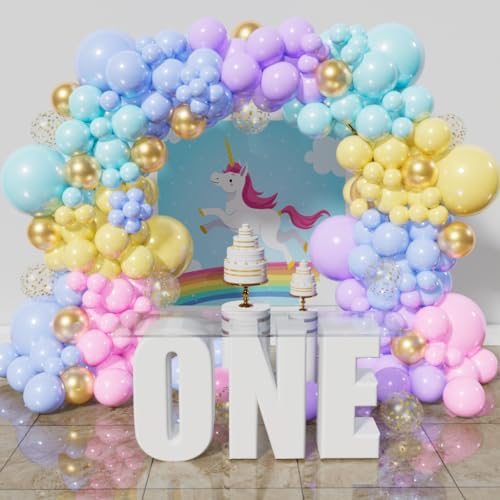 ZBYDNG Pastel Rainbow Balloon Garland Kit, 216Pcs Latex Rainbow Party Balloons Arch Kit for Easter Girls Birthday Baby Shower Wedding Engagement Anniversary Unicorn Party Decorations