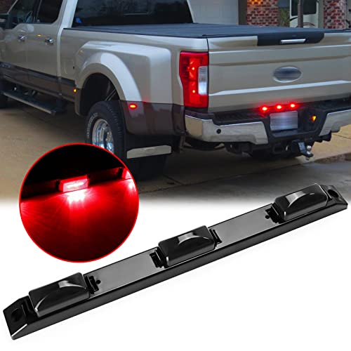 Xotic Tech 1pc Smoked Lens Rear Truck Tailgate Running Light Bar,Compatible with Ford F-150 F-250 F-350 F-450 Dodge RAM 1500 2500 3500 or Chevy Silverado or GMC Sierra etc(Red 9-LED)