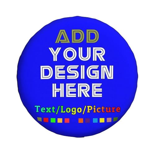 Image of Custom Spare Tire Cover, Personalized Text Image Waterproof Dust-Proof Universal Wheel Covers Protectors Fits Tire for Trailer RV SUV Truck Camper, Blue