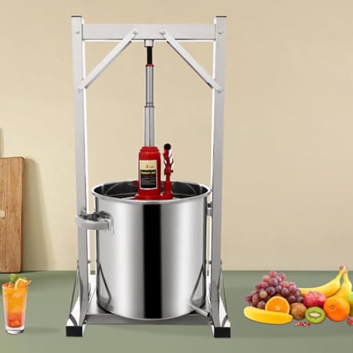 Cashwise Pressoir à Fruits et vin, Presse à Raisin hydraulique en Acier Inoxydable, Presse à jus Manuelle, équipement de vinification, Presse Manuelle pour la Maison et Les Restaurants 12L