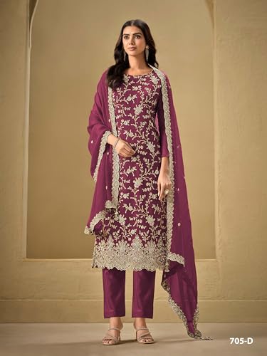 Delisa Indian Women's ready to wear Salwar Kameez Eid Festive Wedding Party wear Kurta with Pant and Dupatta-22082
