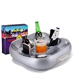 Floating Drink Holder for Hot Tub Large Capacity Drink Float with 6 Storage Holes, Ideal for Pool Accessories, Snacks, Speakers (Silver)