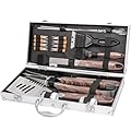 Supernal 21Pcs Deluxe Grill Tool Set Extra Thick Stainless Steel Grill Tool Set for Men Heavy Duty BBQ Tool Set Outdoor Grill with Aluminum Case with Grill Spatula Tongs and Brush Gifts for Men & Dad
