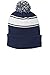 Sport-Tek Stripe Pom Pom Beanie OSFA True Navy/Wht