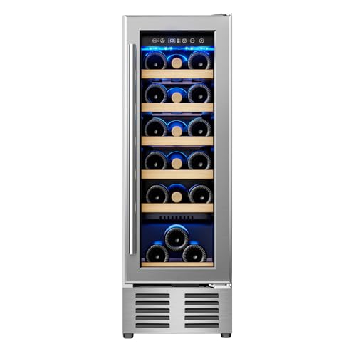 EUHOMY 12 Inch Wine Cooler Refrigerator, Wine Fridge 18 Bottles, Built-in or Freestanding with Double-Layer Tempered Gla - Detailed View