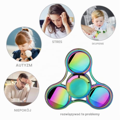 SCIONE Fidget spinner, z metalu, z łożyskiem ze stali nierdzewnej, 3–5 min, wysoka prędkość, dla dzieci, prezent na Wielkanoc (okrągły)