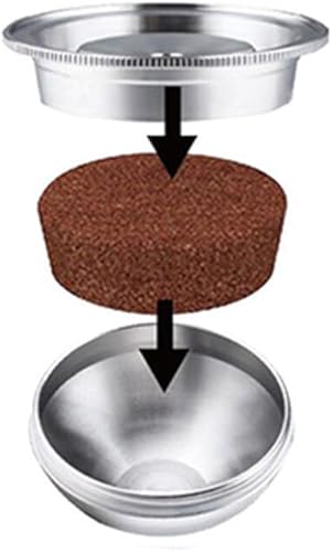Miniatura 2 de Buziba Cápsulas de café reutilizables de acero inoxidable con filtro de cápsulas recargables para cuchara, kit de cepillo para máquina de café,