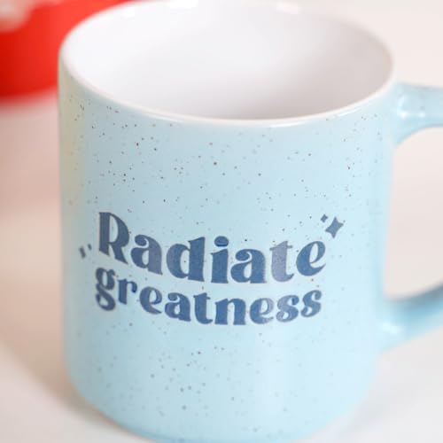Image of Nestasia Ceramic Stackable Cups Set of 4 (280ml Each) - Embossed Motivational Quotes Tea & Coffee Cups with Glossy Finish | Microwave & Dishwasher Safe Cups - Ideal for Gifting (Colourful)