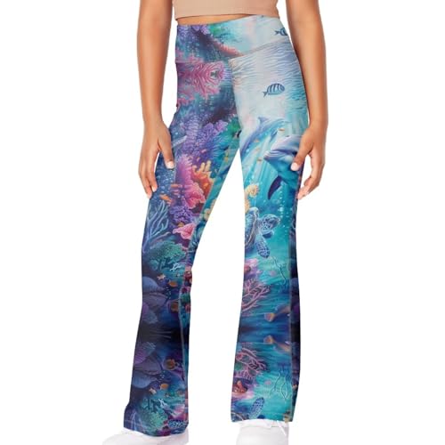 DISNIMO Girls Active Leggings Athletic Flare Pants for Girls Soft Bell Bottom Leggings Ankle Length4