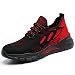 HYCOPROT Zapatos De Seguridad para Hombres y Mujeres, Zapatillas con Punta De Acero, Zapatos De Trabajo Ligeros y Transpirables, Zapatos Deportivos De Seguridad con Colchón De Aire (Rojo, Numeric_43)