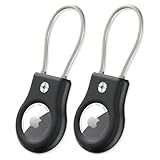 [SCALLOP] 2本セットケーブル付きエアラベルキーホルダー、安全ロックエアラベルホルダー、360°保護エアラベルボックスホルダー、キーホルダー、キーホルダー、自動車キー、荷物に対応するアップルエアラベル