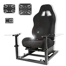 Anman Racing Flight Simulator Cockpit with Seat Gaming Steering Wheel Stand Fit for Logitech G29 G923,for Thrustmaster T300RS T150S TX,for Fanatec,for PC,for PS4 Without Wheel Pedal Handbrake
