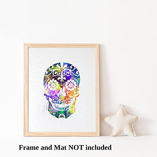 Dignovel Studios 11X14 Unframed Sugar Skull Day Of The Dead Halloween Watercolor Illustration Art Print Art Poster Home Art Decor Wall N257 #TOP2