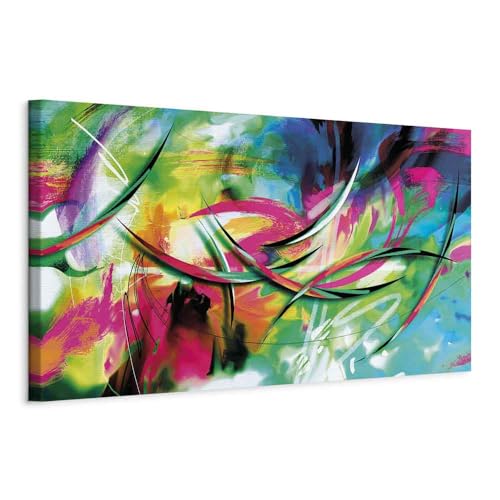Tableau abstrait 150x50 cm B&D XXL impression sur toile rose turquoise pour decoration murale salon