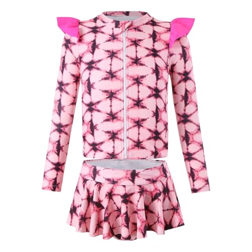 Generisch 2026 traje de baño de dos piezas de manga larga para niñas playa natación en la piscina o protección solar ideal, Rosa., 4-5 años