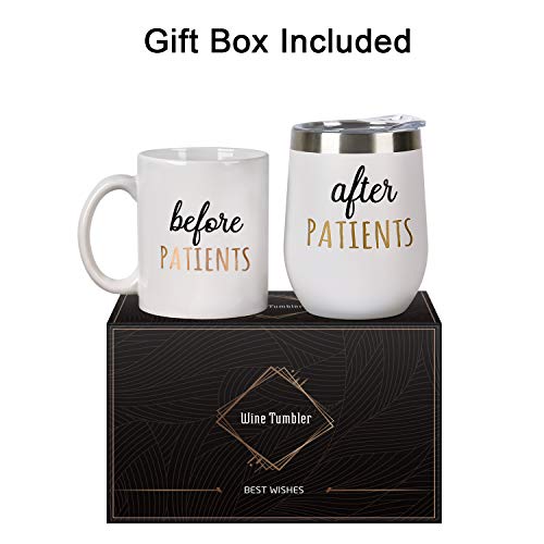 Lifecapido Before Patients, After Patients Perfect Nurse Day Appreciation Gifts Idea For Nurses, Doctors, Hygienists, Assistants, Dentists, 11 Oz Coffee Mug And 12 Oz Stainless Steel Wine Tumbler Set #TOP1