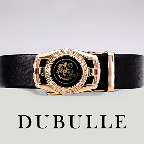 Image of Dubulle Designer Mens Belts, Sliding Automatic Buckle Ratchet Dress Belt TOP Genuine Leather Strap Gifts