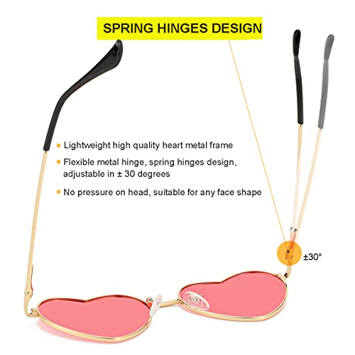Jovakit Kids Polarized Heart Shape Sunglasses For Toddler Girls Age 3-10, Cute Lovely Style Metal Frame Uv400 Protection Sun Glasses (Gold/Pink) #TOP4