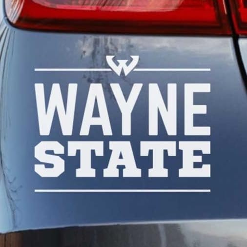 Image of Collegiate NCAA Car Decal Made from Premium Weatherproof Vinyl (Wayne State University - Stacked)