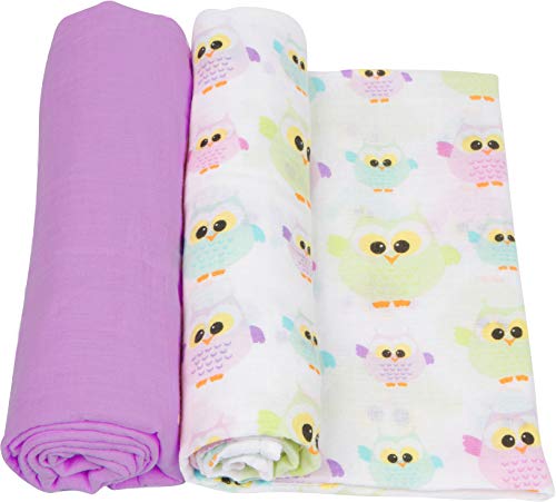 Image of Miracle Blanket Soft Muslin Swaddles Newborn Nursery Sleep Essential - Pack of 2 Warm Wraps (Owls)