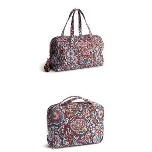 Vera Bradley Cotton Miramar Weekender + Hanging Travel Organizer