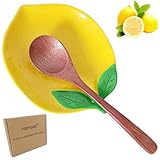 Cute Ceramic Spoon Rest & Holder for Stove Top, Lemon Shaped Coffee & kitchen Spoon Rest & Holder for Kitchen Counter, Stove & Cooking Spoon Holder for Ladle & Utensil & Spatula & Tong Rest (Yellow)