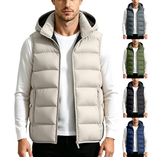 Men's Hooded Puffer Vest Casual Lightweight Full Zip Up Sleeveless Jacket - image 1