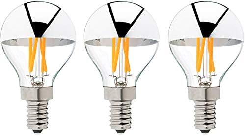 Half Chrome LED Filament Bulb G14 4W LED Light Bulb, Silver Bowl Tipped, E12 Base, Soft Warm White 2700K, 30W Equivalent, 110-120VAC, Dimmable (Pack of 6)