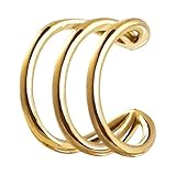 Tres pequeños aros abiertos y unidos en uno que se convertirá en tu Ear Cuff favorito. ¡Añade este piercing de Plata de Ley 925 bañado en Oro de 18k a tu oreja y luce un segundo pendiente sin necesidad de agujeros!