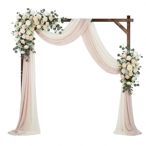 COSTWAY 7.25 FT Wooden Wedding Arch for Ceremony, Square Solid