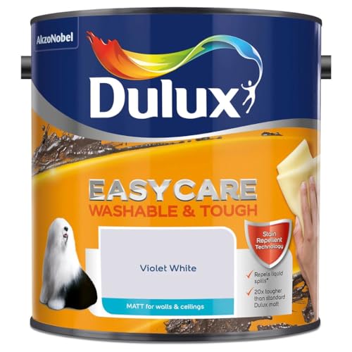 Violet White Dulux Easycare Matt Emulsion Paint 2.5L – Washable & Stain Resistant, Durable Matt Finish, Quick Dry, Low Odour Interior Wall & Ceiling Paint