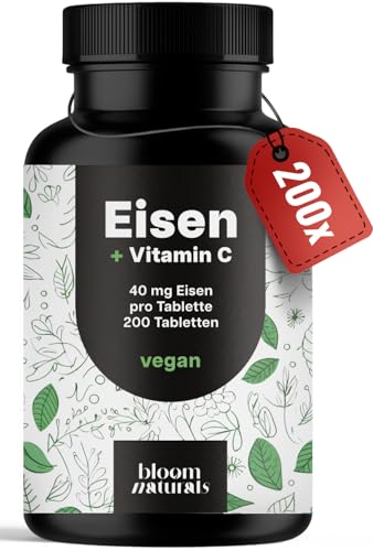 Eisentabletten mit Vitamin C – 200 Tabletten – 40 mg Eisen Hochdosiert & 40 mg Vitamin C pro Tabletâ€¦ – Miniatur